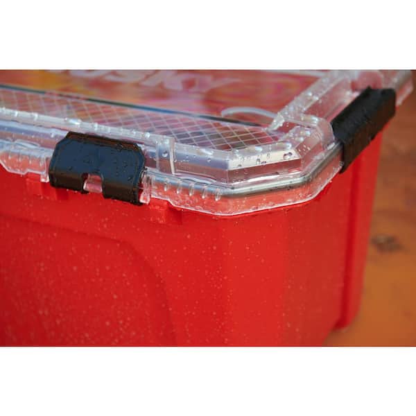 Husky - 20-Gal. Professional Heavy Duty Waterproof Stackable Plastic Storage Container with Hinged Lid in Red