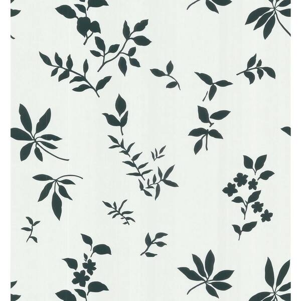 Brewster 56 sq. ft. Silhouette Leaves And Flowers Wallpaper