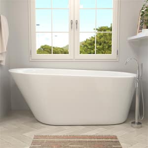 FlatBottom 65 in. x 30 in. Acrylic Double Ended Soaking Bathtub with Polished Chrome Overflow and Drain in White