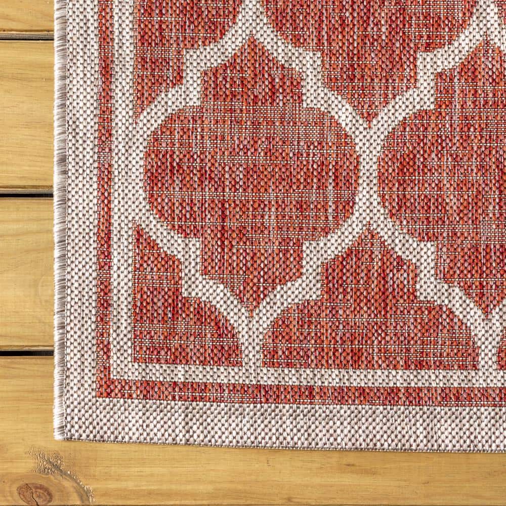 Moroccan Trellis Red/Beige Indoor/Outdoor Flatweave Rug