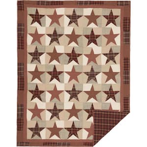 Abilene Star Burgundy Tan Brown Primitive Patchwork Cotton Twin Quilt