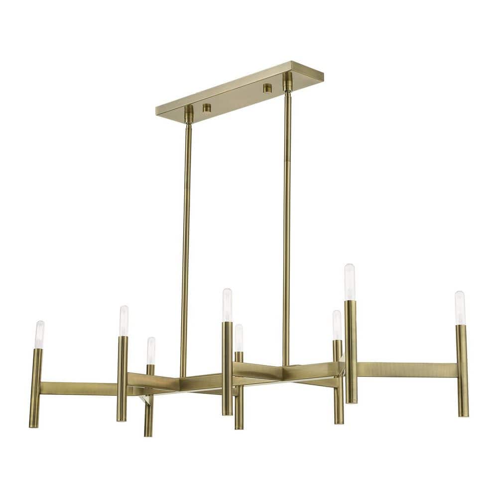 Copenhagen Antique Brass 8-Light Linear Chandelier