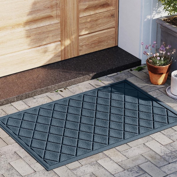 Waterhog Argyle Bluestone 23 in. x 35 in. PET Polyester Indoor Outdoor Door Mat