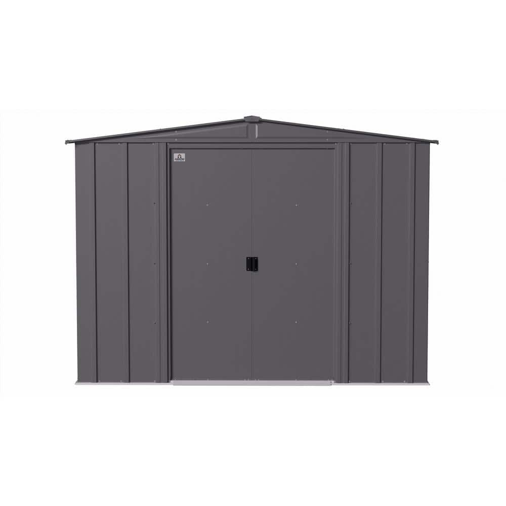 Arrow 8 ft. x 8 ft. Grey Metal Storage Shed With Gable Style Roof 59 Sq ...