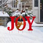 36.02 in. H Metal JOY Angel Yard Stake or Wall Decor or Standing Decor (KD, Three Functions)