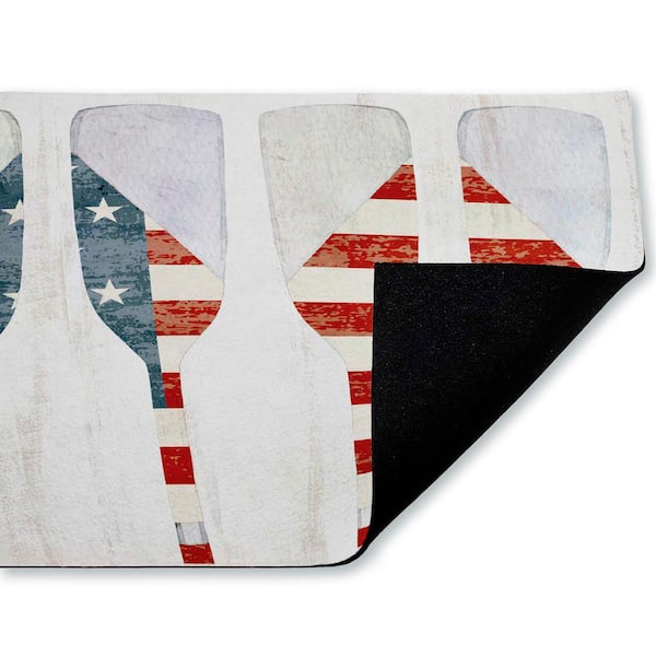 Patriotic Flag Boat Paddles Red 18 in. x 30 in. Polyester Non-Slip Outdoor Door Mat