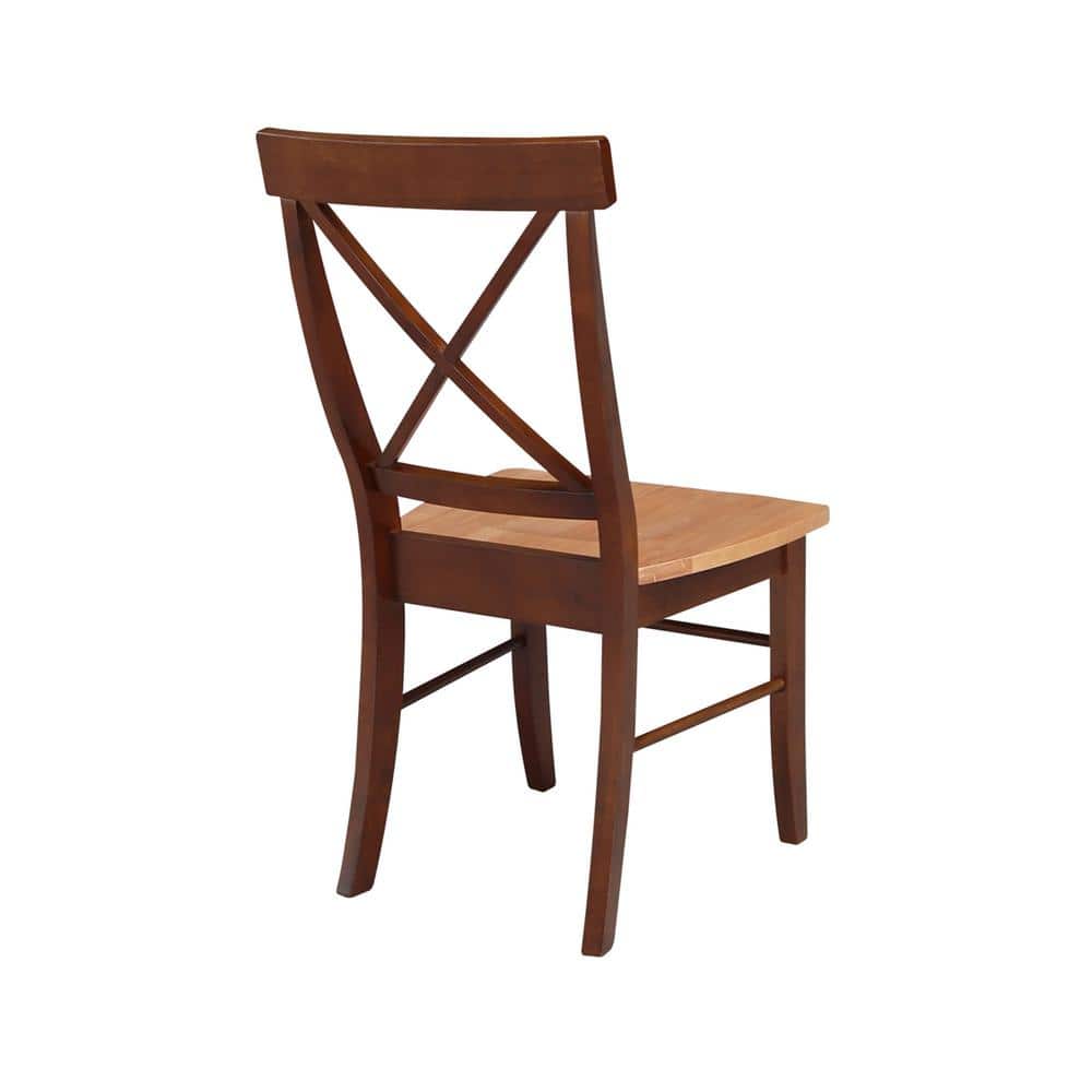 Cinnamon and Espresso Cross Back Wood Side Chair Set