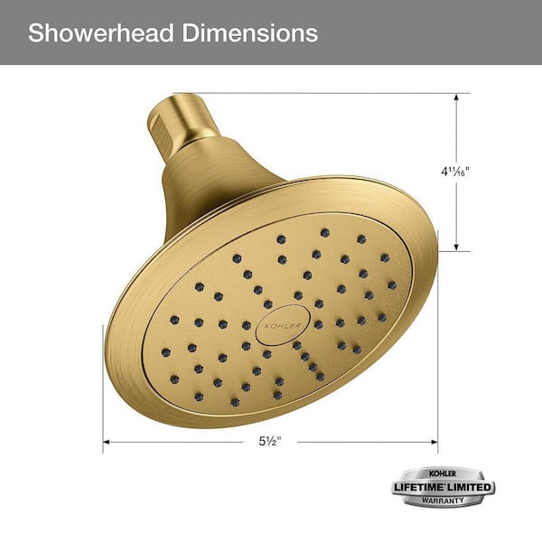 KOHLER Forte 1-Spray Pattern 5.5 in. Single Wall Mount Fixed Shower Head in  Vibrant Brushed Nickel R10282-G-BN - The Home Depot