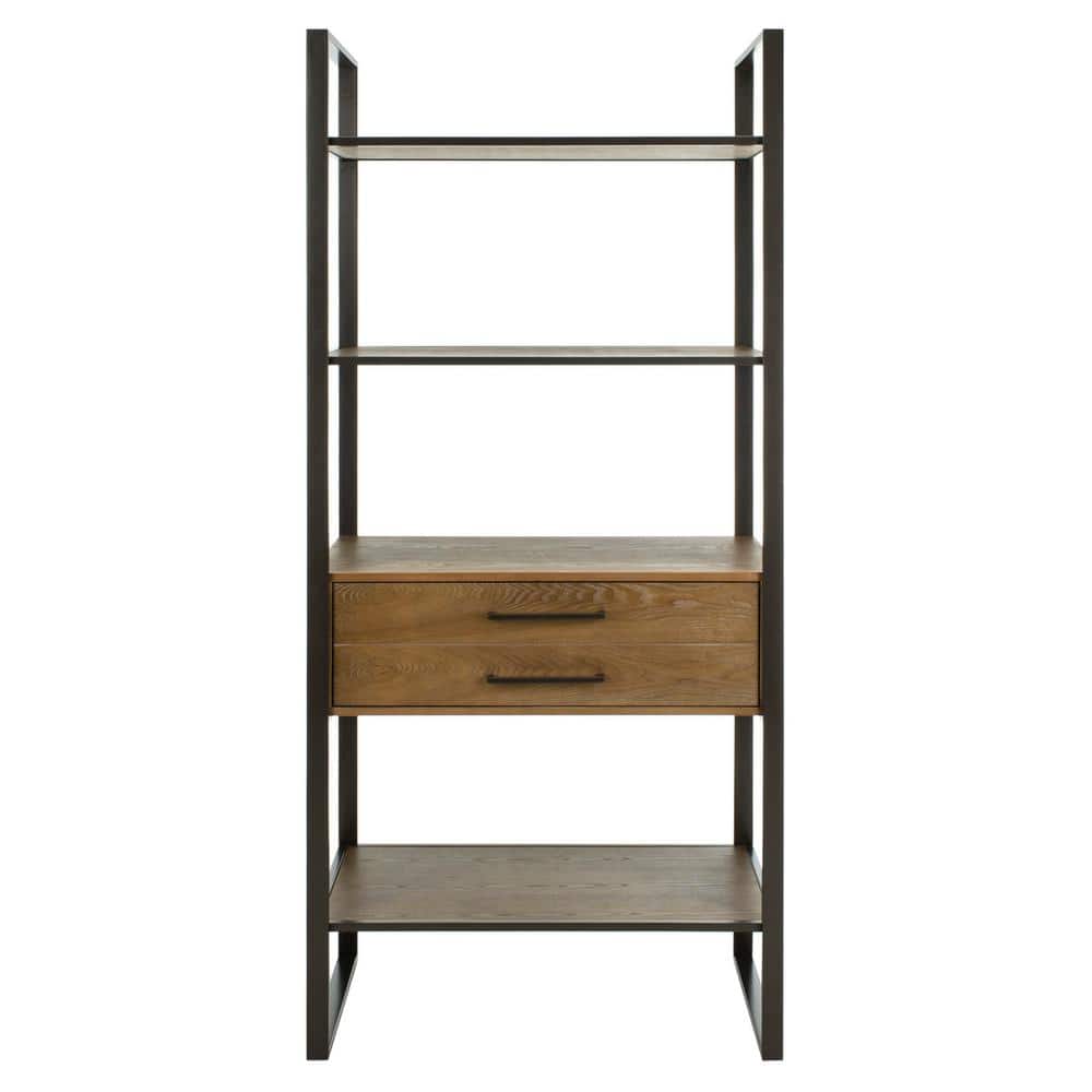 Skylar 4-Tier Gun Metal and Rustic Oak Etagere