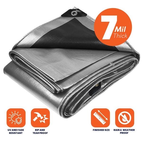 TARPCO SAFETY 20 ft. x 40 ft. Silver/Black 7 Mil Heavy Duty