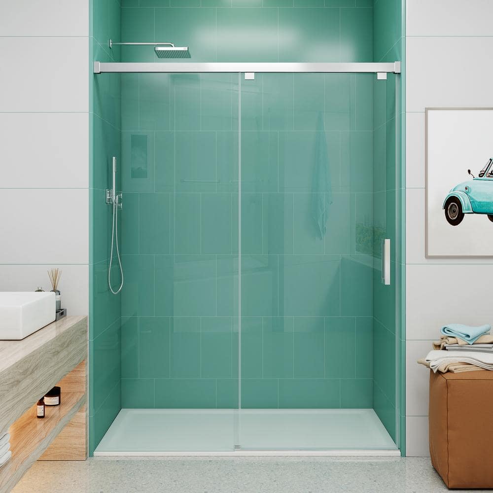 MCOCOD 60 in. W x 76 in. H Single Sliding Frameless SoftClose Shower