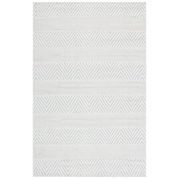 Marbella 5 ft. x 8 ft. Ivory Chevron Striped Area Rug