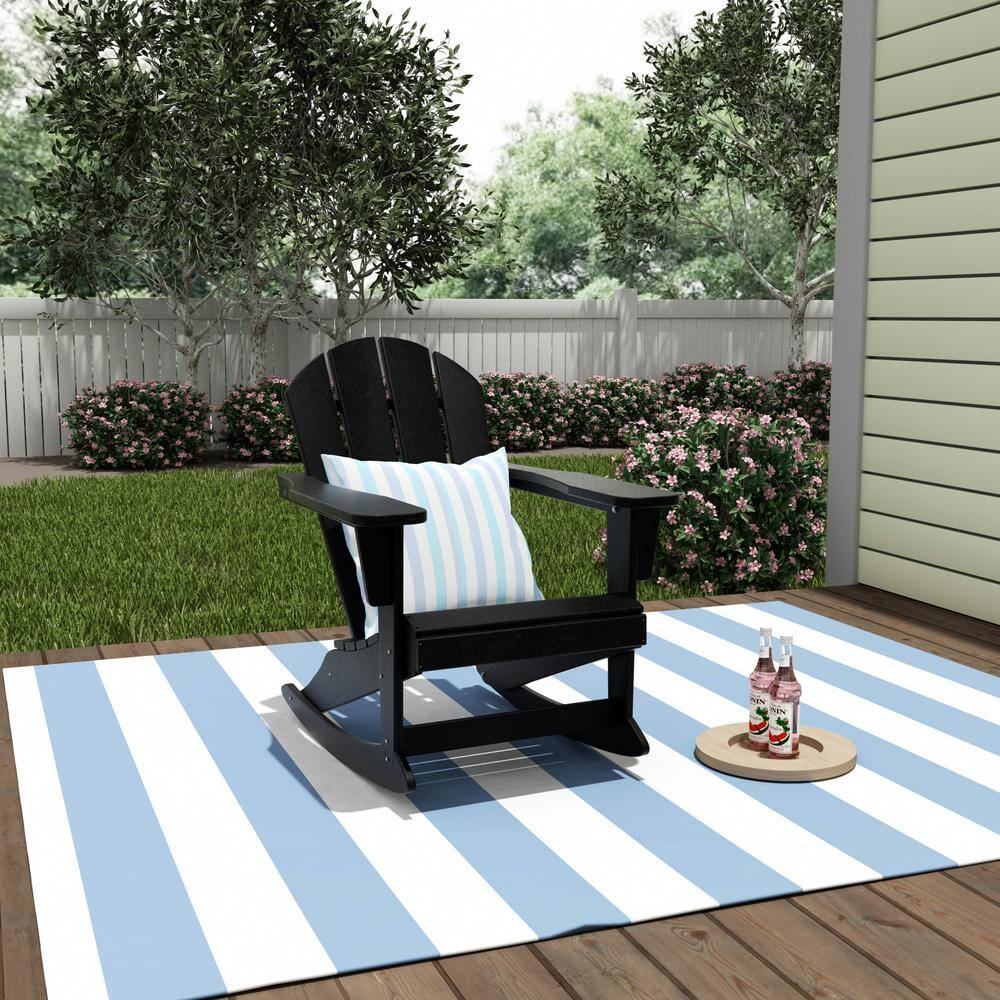 Classic Black Recycled Poly Adirondack Rocking Chair