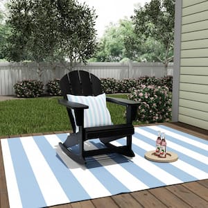 Laguna Fade Resistant Outdoor Patio HDPE Poly Plastic Adirondack Porch Rocking Chair in Black