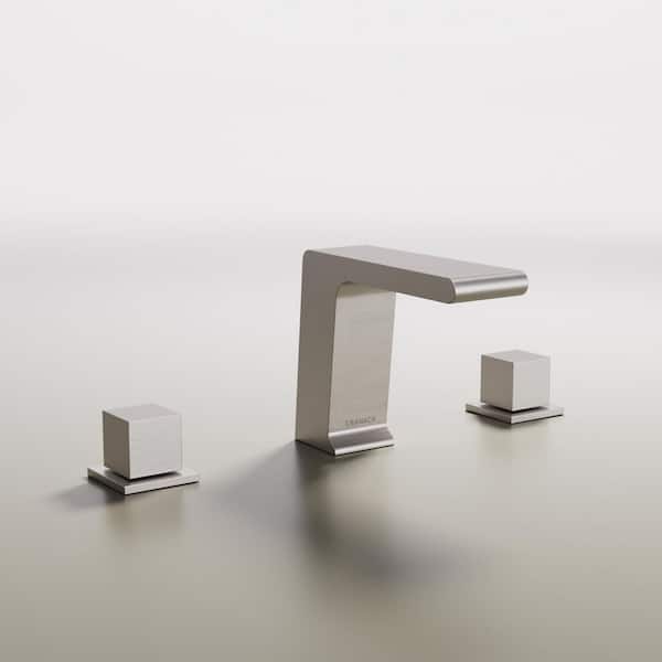 FARNE 8 in. Widespread Double Handles Bathroom Faucet in Brushed Nickel Valve Included (1-Pack)