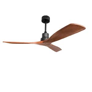 52.1 in. Indoor Black Ceiling Fan 3 Solid Wood Blades with for Living Room