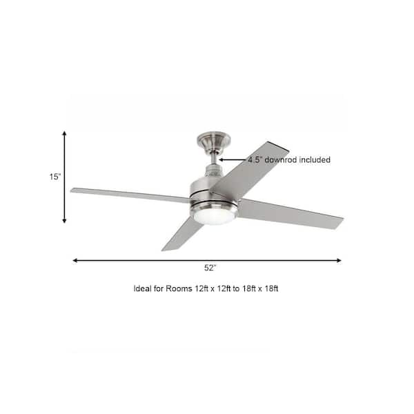 Led Indoor Brushed Nickel Ceiling Fan, Home Depot Ceiling Fan Size Guide