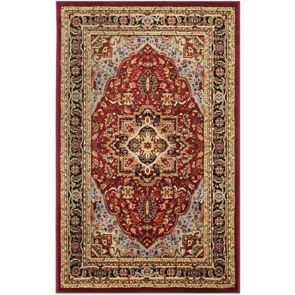 Lyndhurst Red and Black Floral Synthetic Area Rug 3'3" x 5'3"