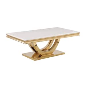 Terracotta 51 in. L Gold Rectangle Faux Marble Coffee Table