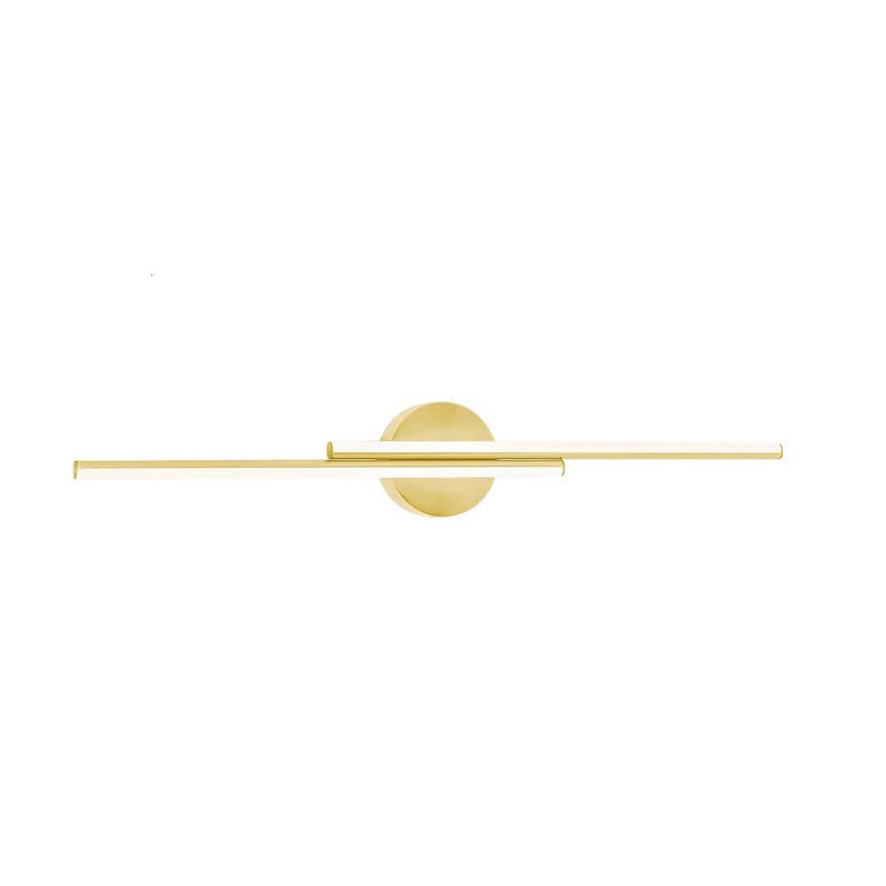 Ella 30 in. 2-Light Satin Brass, Frosted LED Vanity Light Bar with White Acrylic Shade price history on PriceWatchPro