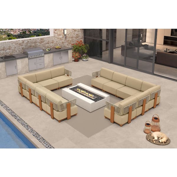 12 Pieces Patio Conversation Set Outdoor Couch Sectional Set with Cushions Patio Furniture Set L-Shaped
