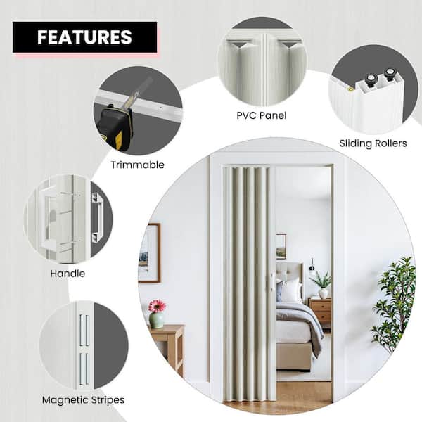 GOLDENPOLEY 32 in. x 80 in. White Finished PVC Interior Folding