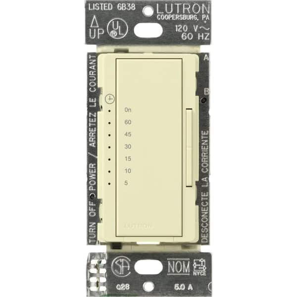 Maestro Countdown Timer Switch for Fans/Lights, 3A Fan/150W LED, Single-Pole/Multi-Location, Almond (MA-T51MN-AL)