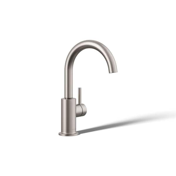 Contemporary Single-Handle Beverage Faucet in Vibrant Stainless Steel