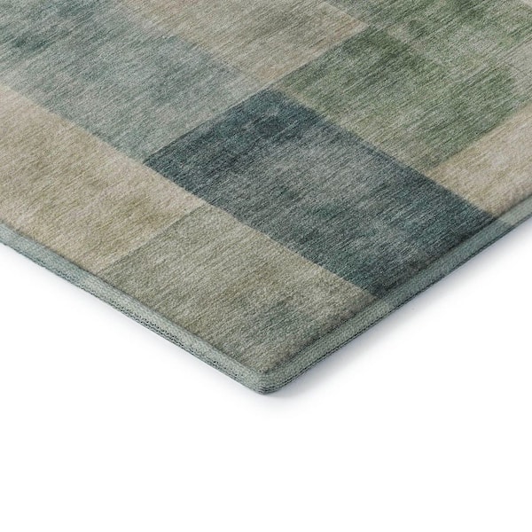 Mayfield Premium Machine Washable Abstract AMF1261 Seafoam 2 ft. 3 in. x 7 ft. 6 in. Runner Rug