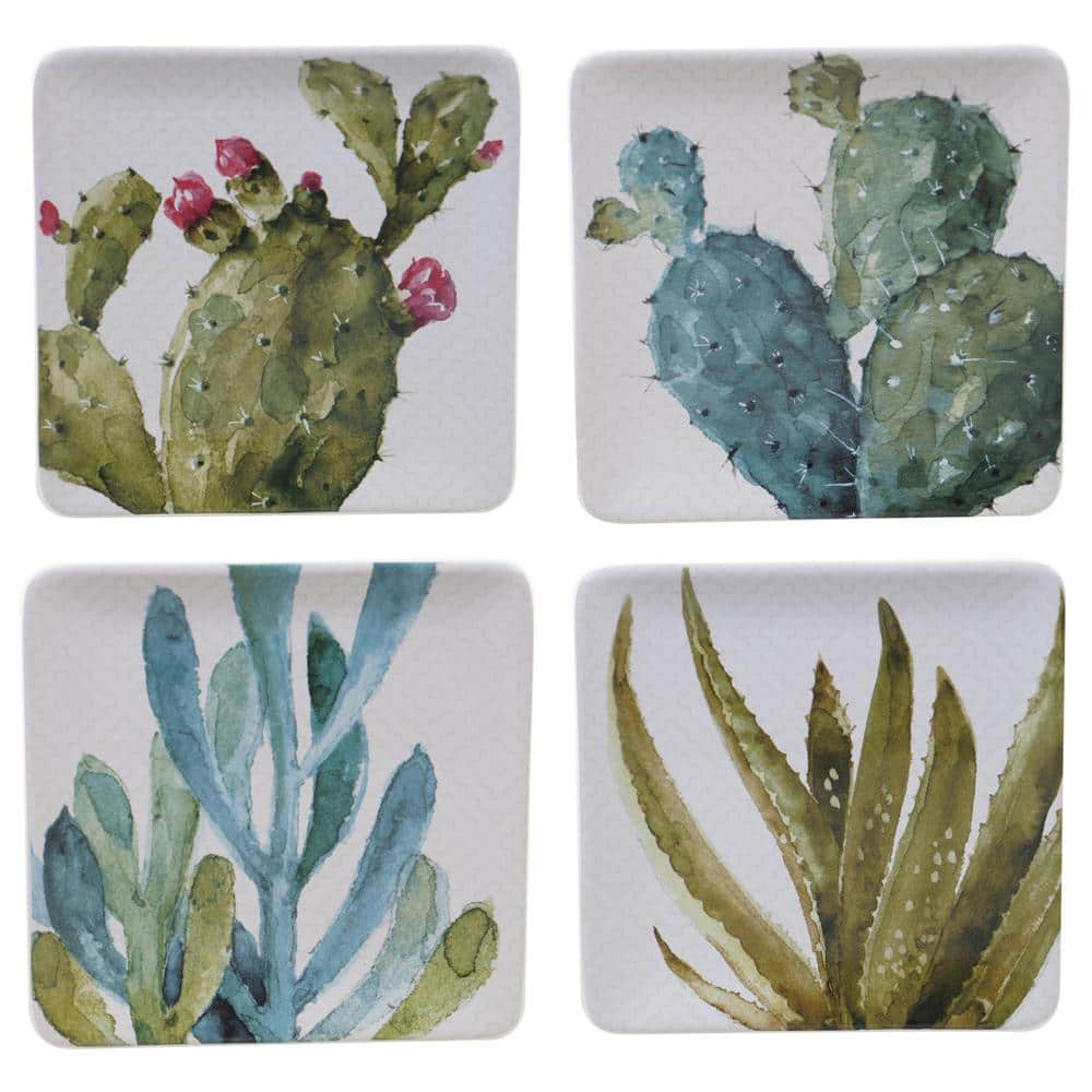 Certified International Cactus Verde Square Dessert Plate Set Of 4 22171set4 The Home Depot