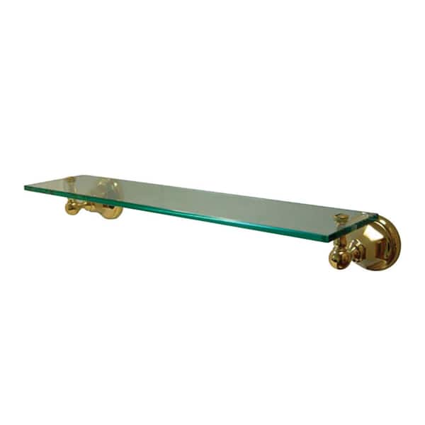 Kingston Brass Metropolitan 20.69 in. W x 5 in. D x 3.06 in. H Wall Mount Glass Bathroom Shelf in Polished Brass