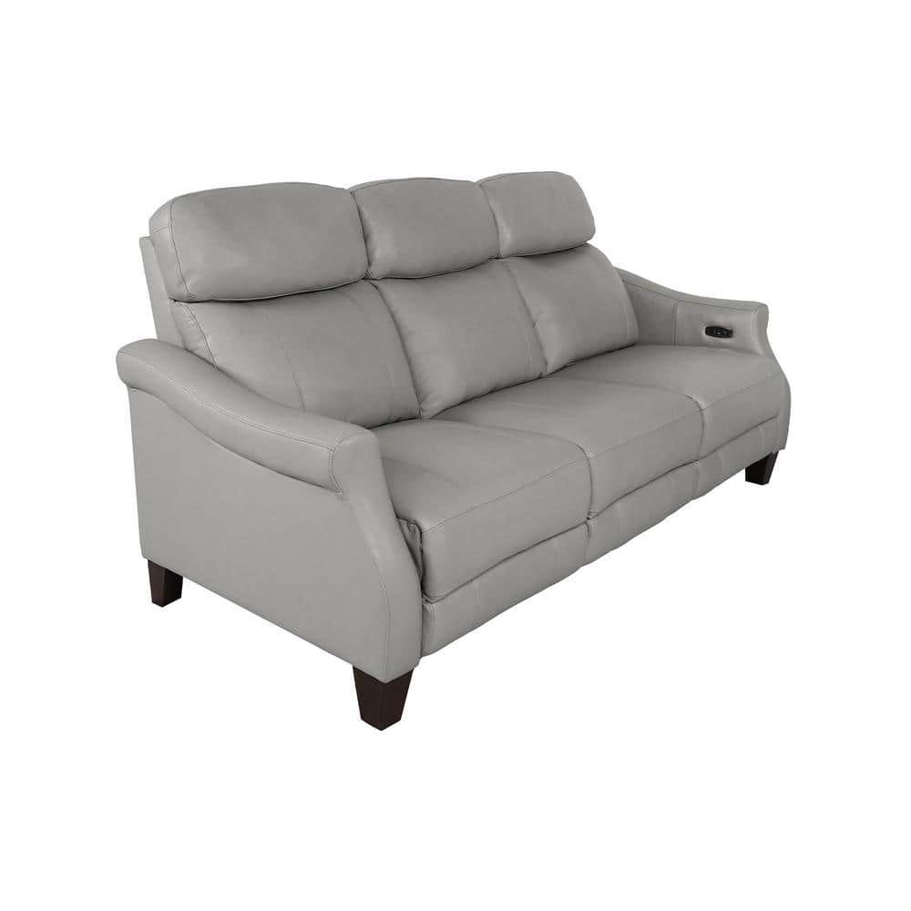 Felicity 84" Silver Faux Leather Reclining Sofa with USB Ports