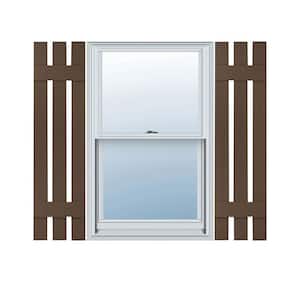 12 in. W x 43 in. H Vinyl Exterior Spaced Board and Batten Shutters Pair in Federal Brown