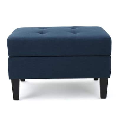 Blue Ottomans Living Room Furniture, Blue Leather Ottoman