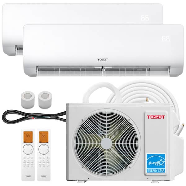 18,000 BTU 2 Zone Ductless Inverter Mini Split AC /Heat Pump, 21 SEER2, 230V, Wifi, 16. 4 ft. Line, 9k+9k, Cosmo Series