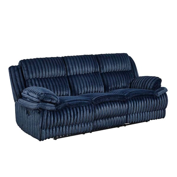 Dyersburg 95 in. W Pillow Top Arm Corduroy Rectangle Manual Double Reclining Sofa in Blue