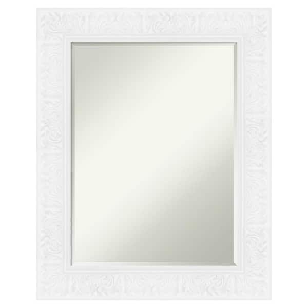 Luxe White 24.75 in. x 30.75 in. Petite Bevel Traditional Rectangle Framed Wall Mirror