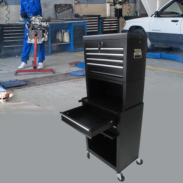 13 in. Tool Cabinet on Wheels, 6-Drawer Lockable Rolling Tool Chest w/ 4 Universal Wheels
