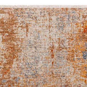 Modern Orange, Brown, and Blue 5 ft. x 8 ft. Abstract Paint Art Design Polyester Fabric Area Rug