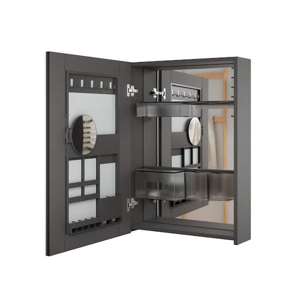 20 in. W x 27.5 in. H Rectangular Medicine Cabinet with Mirror in Gray Includes Storage Boxes to DIY Storage Space