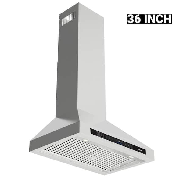 BRANO 36 in. 900CFM Convertible Wall Mounted Range Hood in Stainless Steel with Carbon Filter and LED Lights