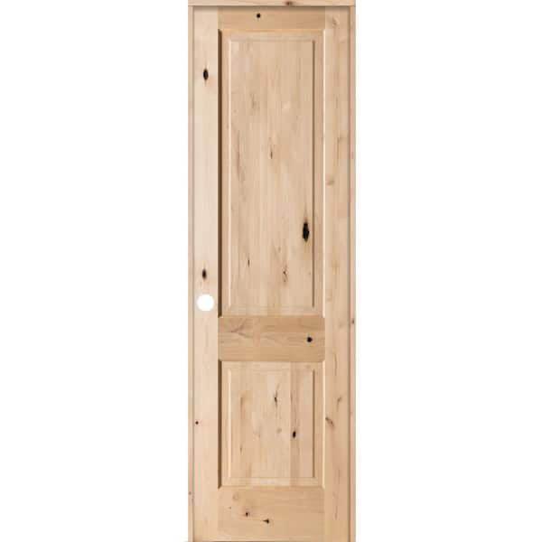 Krosswood Doors 28 in. x 96 in. 2-Panel Square Top Solid Wood Core Rustic Knotty Alder Right-Hand Single Prehung Interior Door