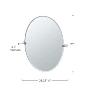 Bleu 28 in. W x 32 in. H Frameless Oval Bathroom Vanity Mirror in Chrome