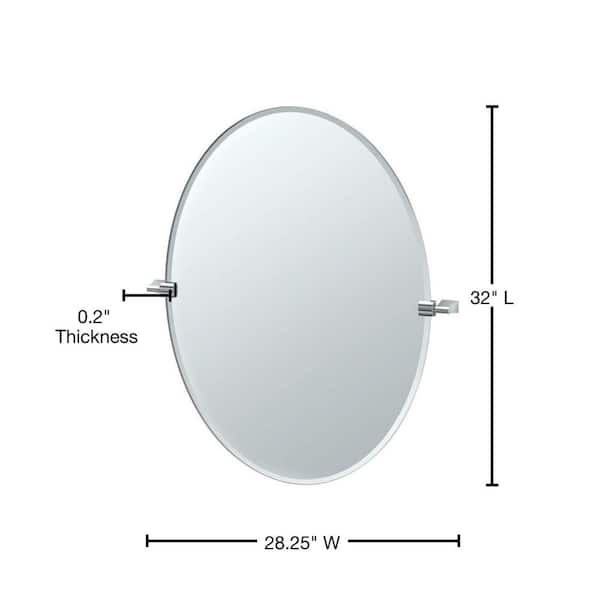 Gatco Bleu 28 in. W x 32 in. H Frameless Oval Bathroom Vanity Mirror in Chrome