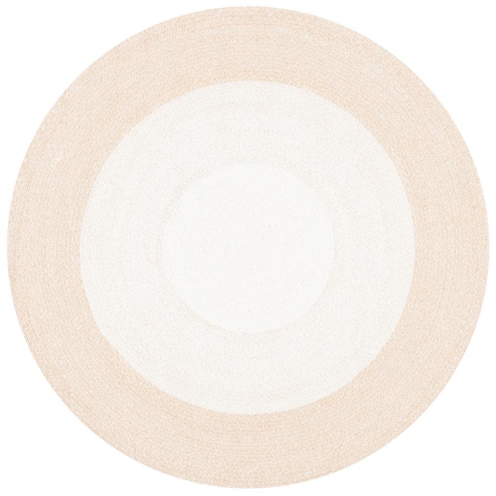 Braided Beige/Ivory 8 ft. x 8 ft. Round Solid Area Rug price history on PriceWatchPro