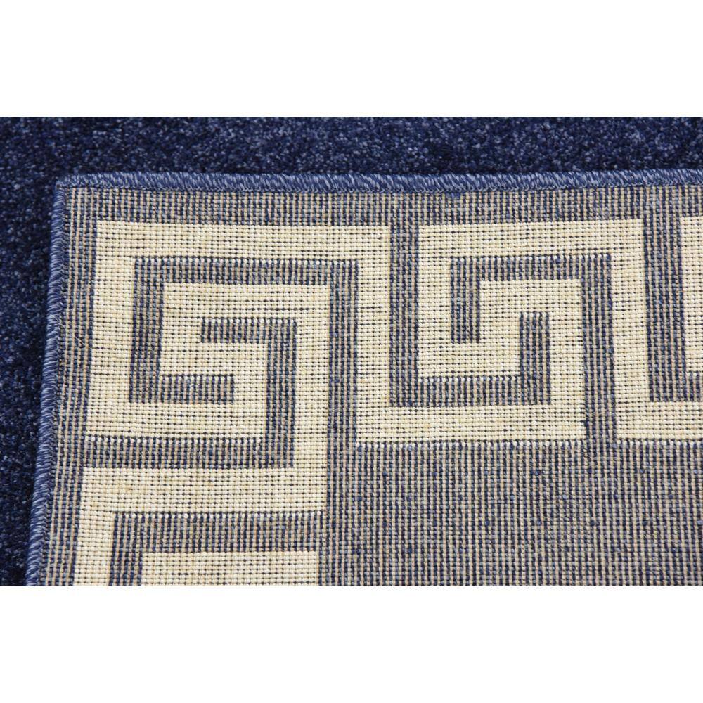 Navy Blue Geometric Border Rectangular Synthetic Rug