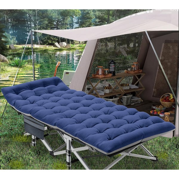 BOZTIY Double Layer Oxford Strong Heavy-Duty Wide Sleeping Cots with Pearl Cotton Pad and Carry Bag for Camp Office Use
