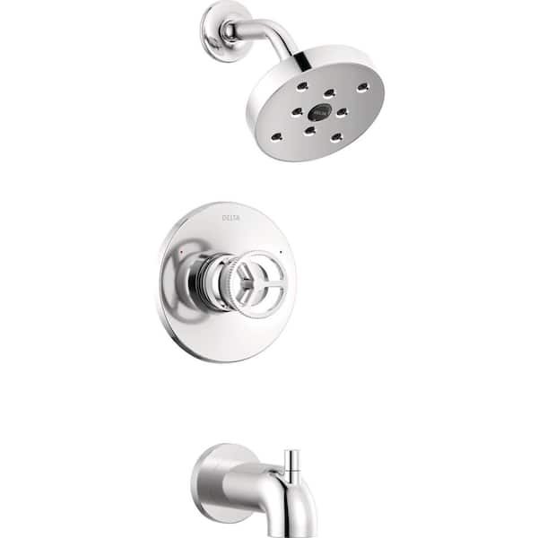 Delta Trinsic Wheel 1-Handle Wall Mount Tub and Shower Trim Kit in Chrome (Valve Not Included)