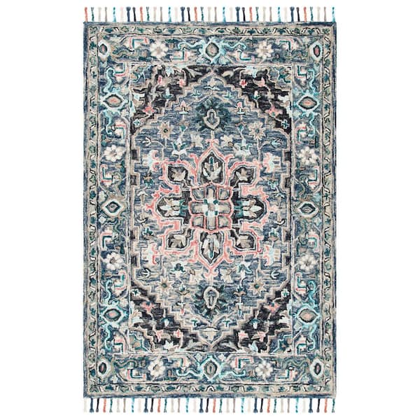 SAFAVIEH Aspen Pink/Blue 4 ft. x 6 ft. Floral Medallion Area Rug