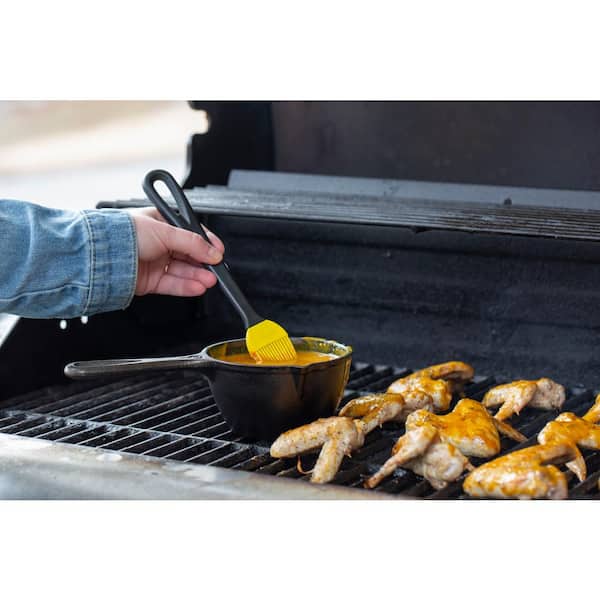 0.5 qt. Cast Iron Melting Pot in Black with Silicone Brush